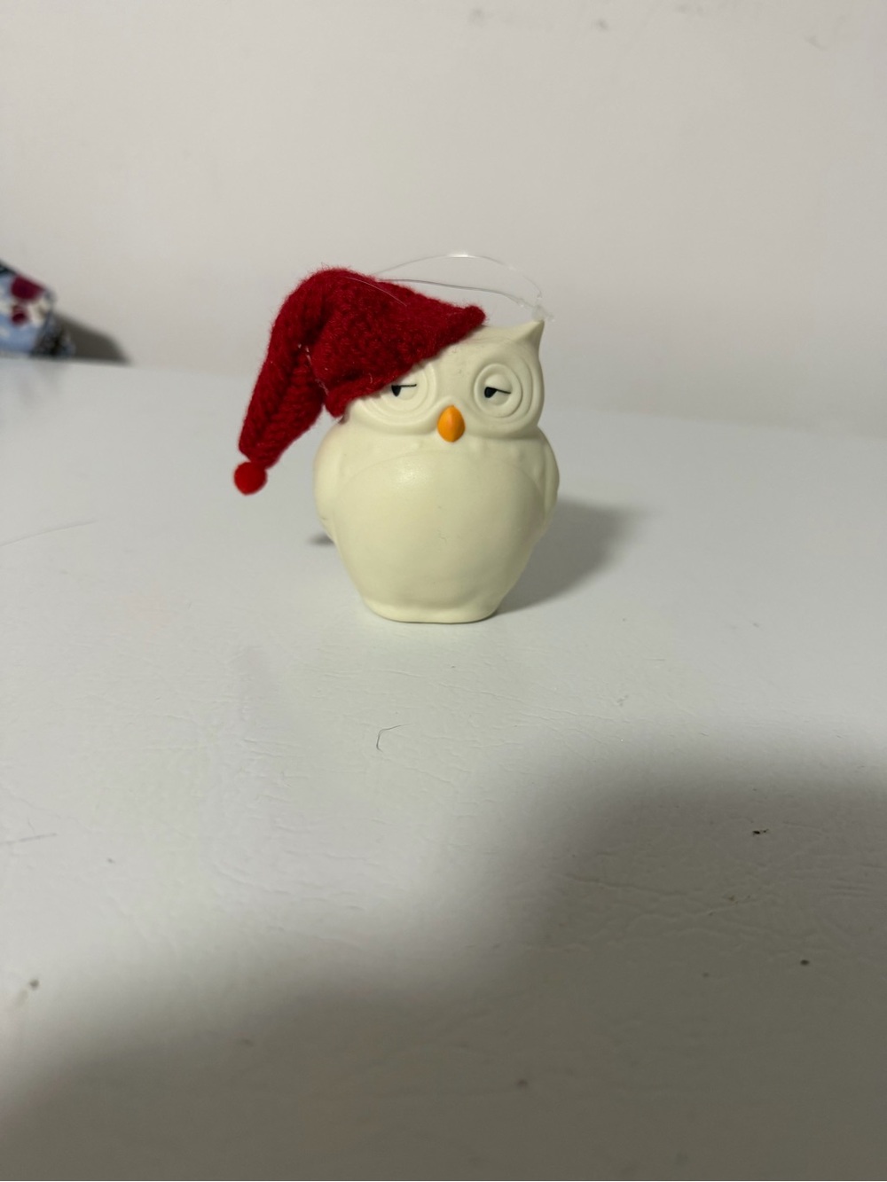 Department 56 Cream Owl Ornament with Red Hat